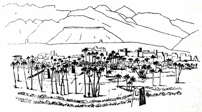 Le ksar Tidirine dessign� par Charles de Foucauld.