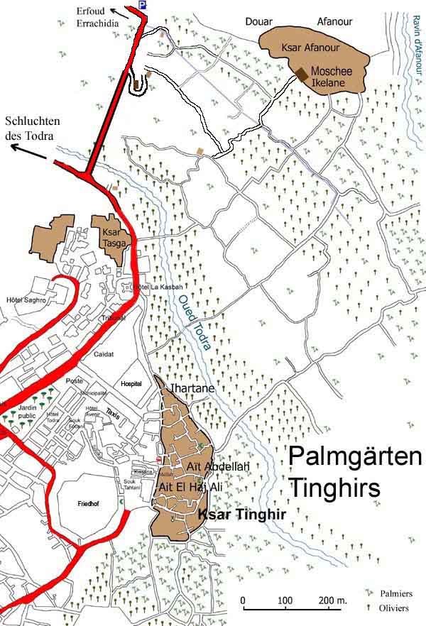 Karte der Palmg&auml;rten Tinghirs.