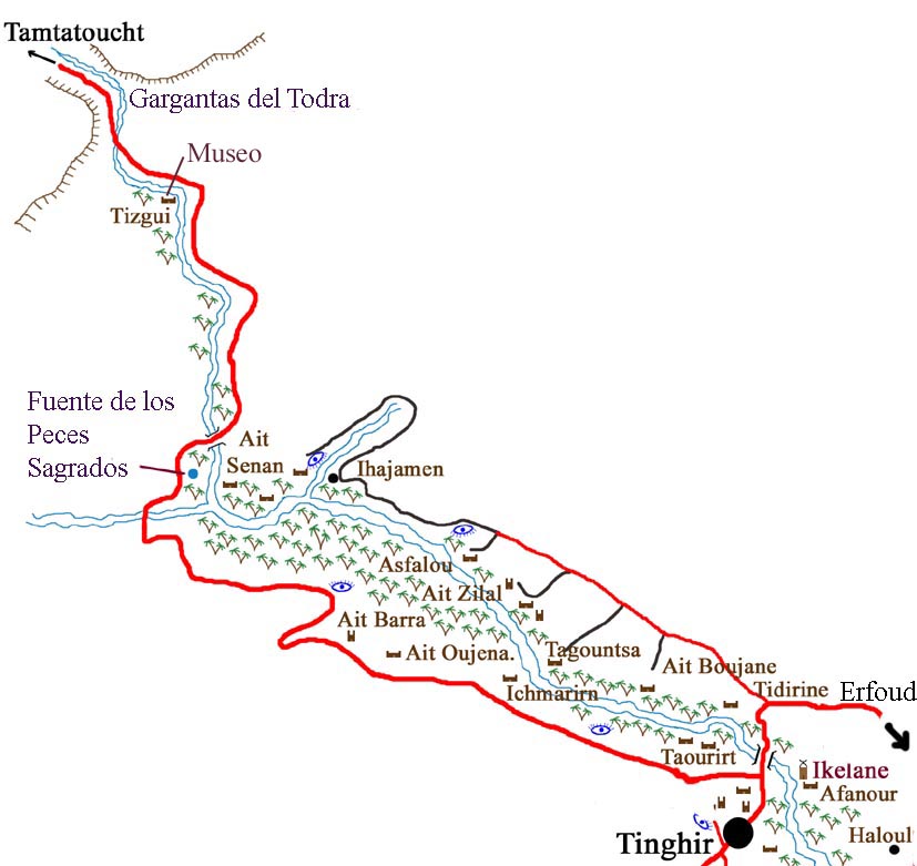 Plano del palmeral entre Tinerhir y 
las gargantas del Todra.