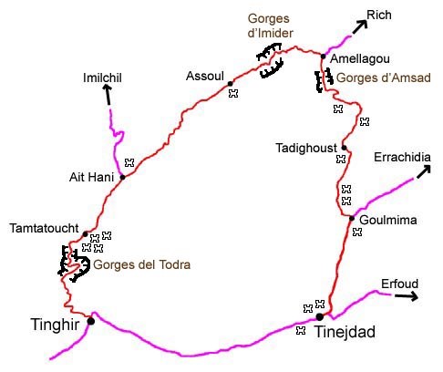 Mapa del circuit Todra-Gheris