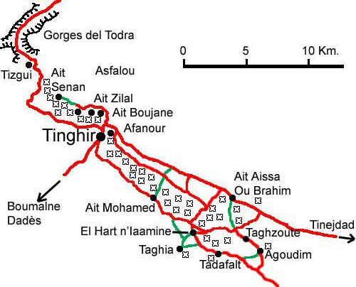 Mapa de la vall del Todra, Marroc
